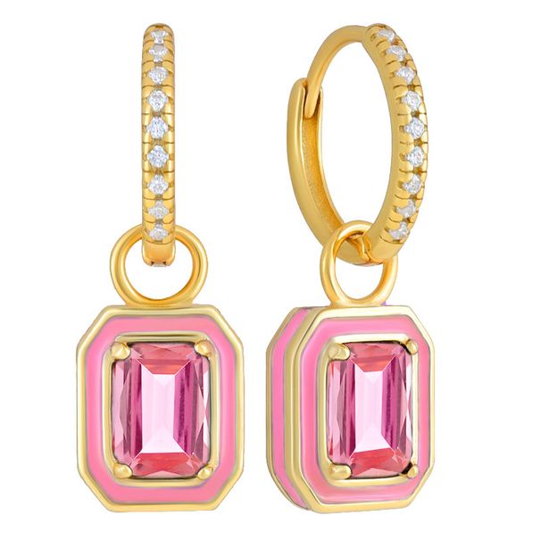 Women's Jewelry S925 Silver Needle Creative INS Square Large Zircon Earrings Color Enamel Earrings_ipsvogv.com