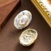 French Medieval Style Oval Oil Drop Gold Foil Pearl With Feminine Elegance And High-end Feeling Silver Needle Earrings_ipsvogv.com