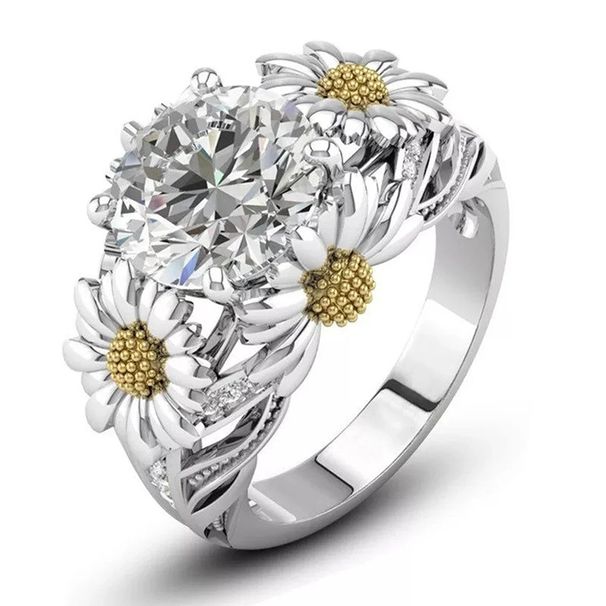 Cao Shi's Little Daisy Flower Single For Women's Fresh Countryside Light Luxury Ring Four Claws Inlaid With Zircon_ipsvogv.com