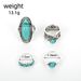 New Combination Bohemian Feather Big Turquoise 4-piece Set Ring_ipsvogv.com
