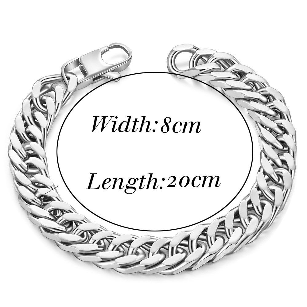 Ins Simple Trendy 11MM Cuban Chain Hip Hop Rap Titanium Steel Men's Versatile Square Buckle Bracelet_ipsvogv.com