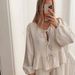 Women's Clothing casual fashion lace round neck lantern sleeve shirt high waist pants suit_ipsvogv.com