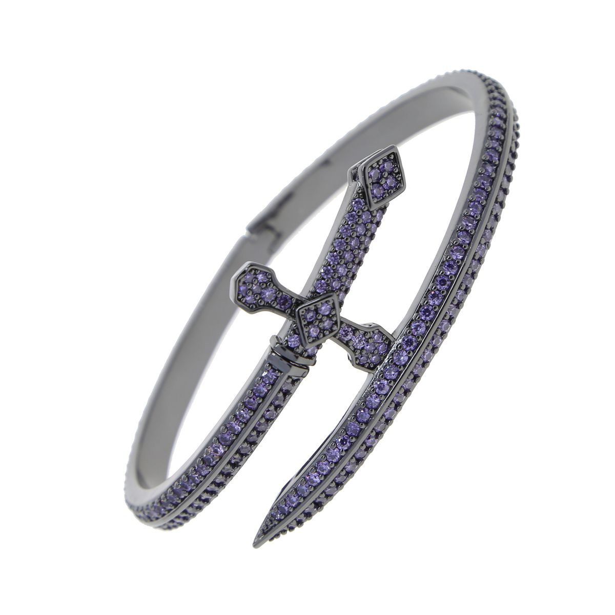 Men's Jewelry Black Gold Amethyst Geometric Hip Hop Cuff Bracelet For Men And Women, Adjustable Sizes 7-11 Personality Trend Hip Hop Men's Bracelet_ipsvogv.com