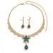 Women’s Jewelry Set Fashion Jewelry Set Red Crystal Five Pointed Star Necklace Earrings Bride Wedding Jewelry Set_ipsvogv.com