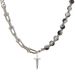 Non Fading Titanium Steel Trendy Hip-hop Four-star Pendant, Ice Cracked Bead Necklace, Men's High-end Splicing Necklace_ipsvogv.com
