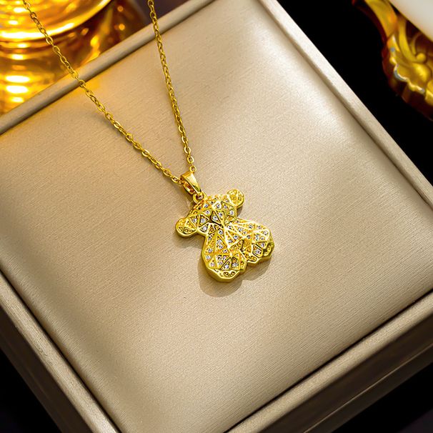 High-end design sense niche machine bear necklace pendant trendy versatile hip hop sweet cool light luxury niche clavicle chain_ipsvogv.com