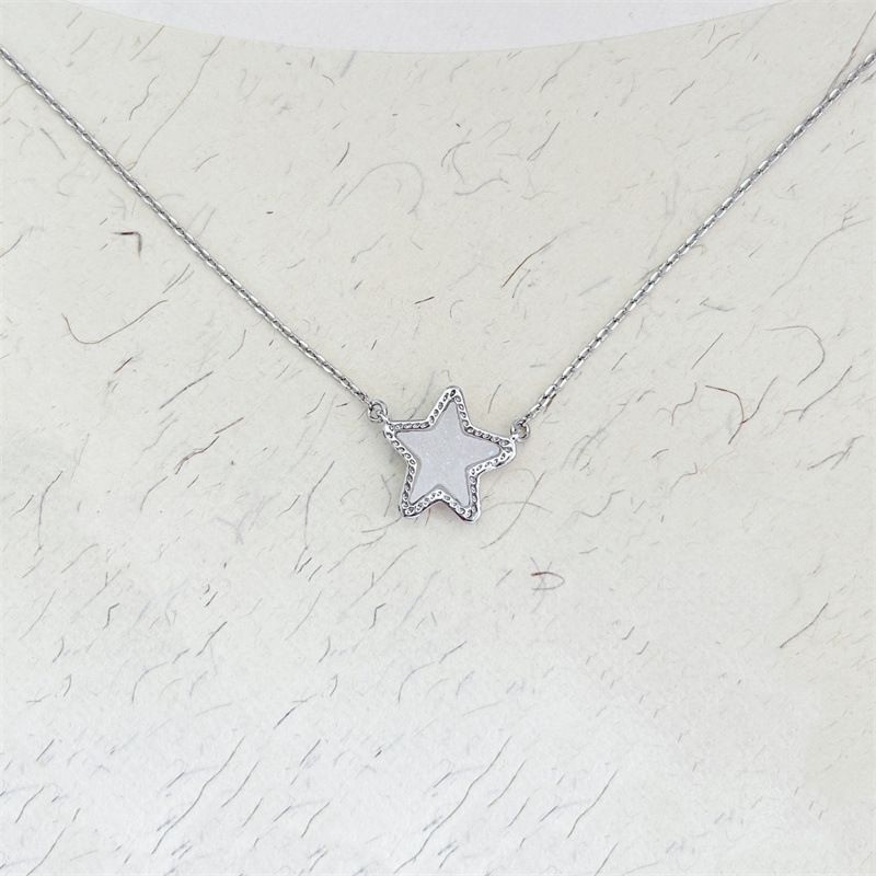 Jae's Temperament, Fashion, Colorful Crystal Teeth, Star Necklace, Jewelry Style, Geometric Platinum, Five Pointed Star,_ipsvogv.com
