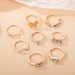 New Combination Personalized Fashion Gold Butterfly Wave Point Diamond 8-piece Set Ring_ipsvogv.com