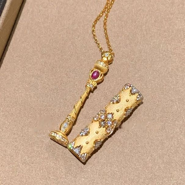 Lucky Magic Wand Brushed Four Leaf Flower Scepter Necklace Women's Fashion Light Luxury Clavicle Chain_ipsvogv.com