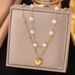 Stone Fashion Versatile Niche Double-layer Chain Pearl Butterfly Tassel Pendant Stainless Steel Necklace_ipsvogv.com