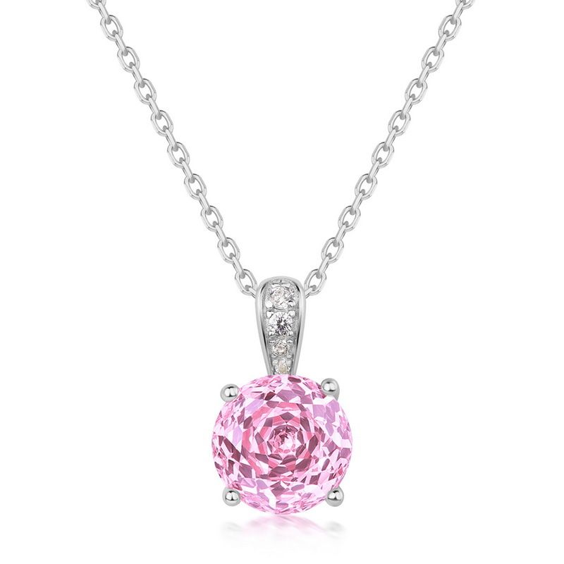 Millennium Rose Cut 3A Zirconium Pendant Necklace Female S925 Silver Super Flash Colored Gem Clavicle Chain Light Luxury Fashion_ipsvogv.com