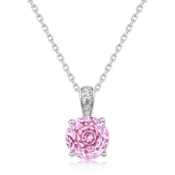 Millennium Rose Cut 3A Zirconium Pendant Necklace Female S925 Silver Super Flash Colored Gem Clavicle Chain Light Luxury Fashion_ipsvogv.com
