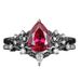 Sanjie Creative Set Flower Red Zircon Stacked With Personalized Light Luxury High End Women's Ring_ipsvogv.com