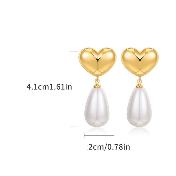 Niche design love heart hanging pearl style popular female earrings copper plated with real gold temperament fashion high end_ipsvogv.com