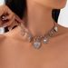 Hip Hop Peach Bow Necklace Fashionable Ins Style Metal Heart Pendant Necklace_ipsvogv.com