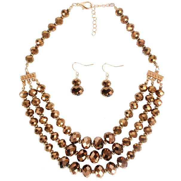 Crystal Beaded Necklace Ladies Multi Layer Short Clavicle Chain Necklace_ipsvogv.com