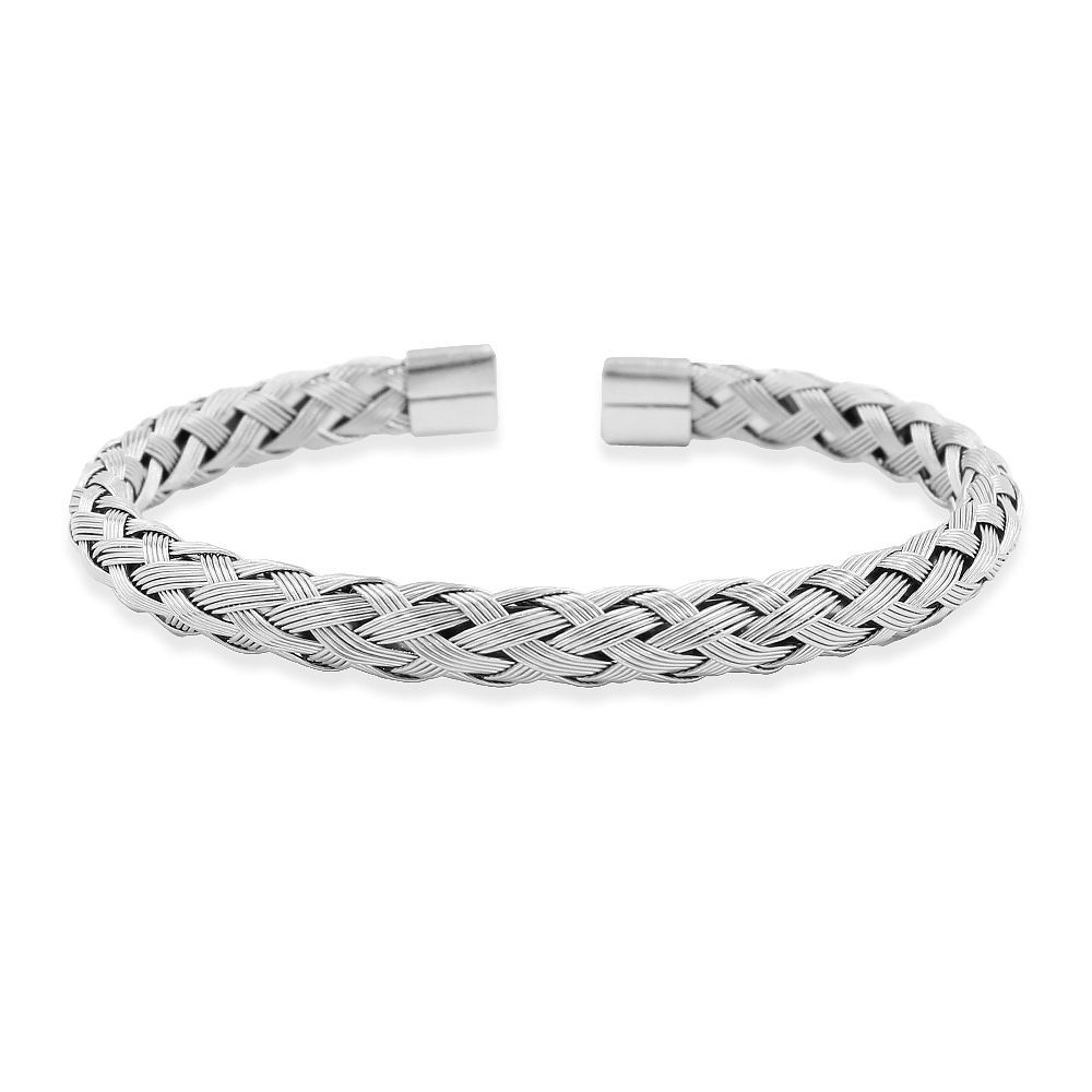 Men And Women's Jewelry Simple And Versatile Stainless Steel Braid Wire Open Bracelet Braided Mesh Bracelet Titanium Steel Jewelry_ipsvogv.com