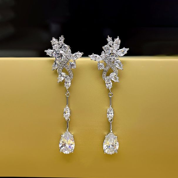 Cao Shi's Long Light Luxury Flower High-end Feeling Earrings Water Droplet Shaped Horse Eye Pendant_ipsvogv.com
