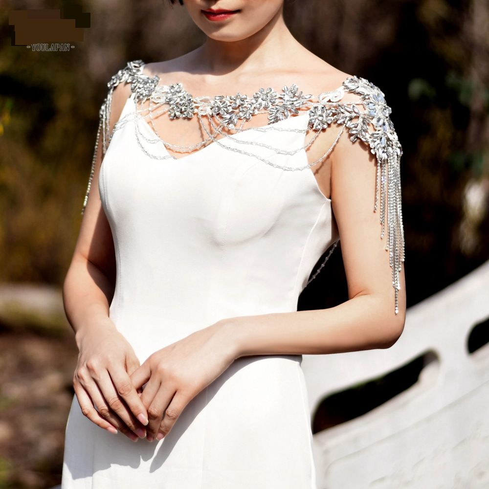 Rhinestone tassel shawl bride handmade shoulder chain wedding dress accessories batch_ipsvogv.com
