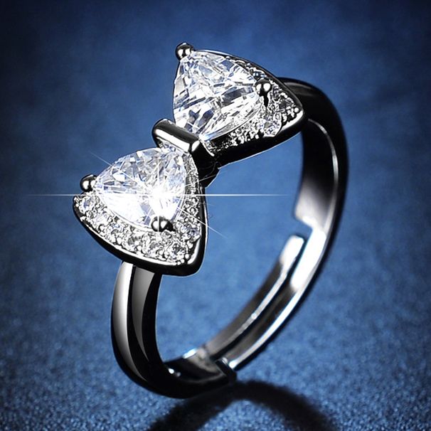 Live streaming Korean fashion accessories, bow rings, women's versatile temperament, diamond studded open ring_ipsvogv.com