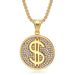New Hip-Hop Jewelry Titanium Steel Gold-Plated Diamond-Studded Dollar Pendant Necklace_ipsvogv.com