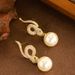 Year Of The Zodiac, Spirit Snake, Diamond Studded Pearl Earrings, Female High-end Feeling, Year's New Style Plated Gold_ipsvogv.com