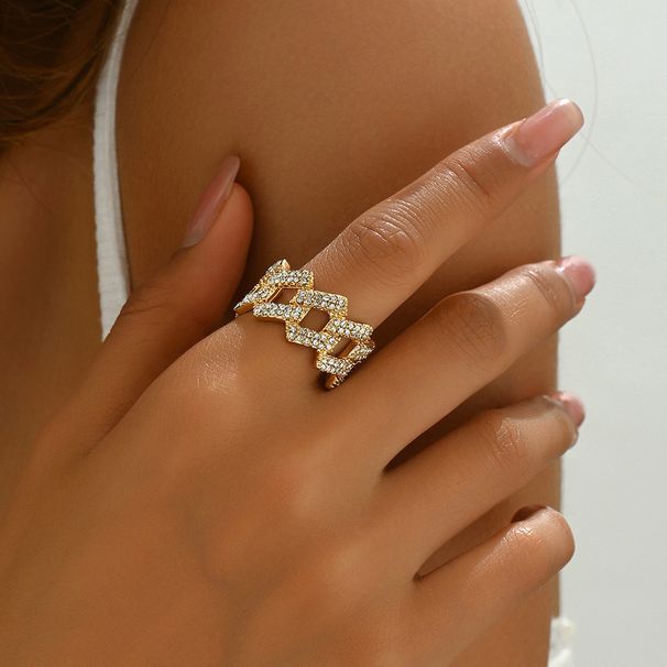 Fashion commuting style personalized women's geometric design, diamond inlaid ring, creative index finger ring_ipsvogv.com