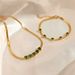 Women’s Jewelry Set Fashion French Retro Emerald Love Necklace Set Personality Fashion Personality Trend Five Heart Shaped Snake Bone Chain_ipsvogv.com