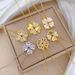 Women's 【 】 New Necklace, Two Piece To Heart Opening Four Leaf Flower Full Diamond Versatile Clavicle Chain, Titanium 【 】 Necklace, Chain,_ipsvogv.com