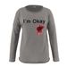 Women's Clothing I'M OKAY printed sweatshirt women's loose bat long sleeve top_ipsvogv.com