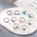 New Octopus, Dolphin, Starfish, Scallops, Marine Life Drops, Turquoise 10 Piece Set Ring_ipsvogv.com