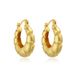 Women’s Jewelry Set Fashion Copper Plated Real Gold Frosted C Shaped Hollow Earrings Retro Geometric Oval Thread Earrings_ipsvogv.com