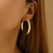 Plain hoop personality earrings INS style copper plated K real gold minimalist style metal texture large circle exaggerated earrings_ipsvogv.com