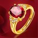 Korean Version Plated For Women's Living With Garnet Inlay, Adjustable Opening Red Ring_ipsvogv.com