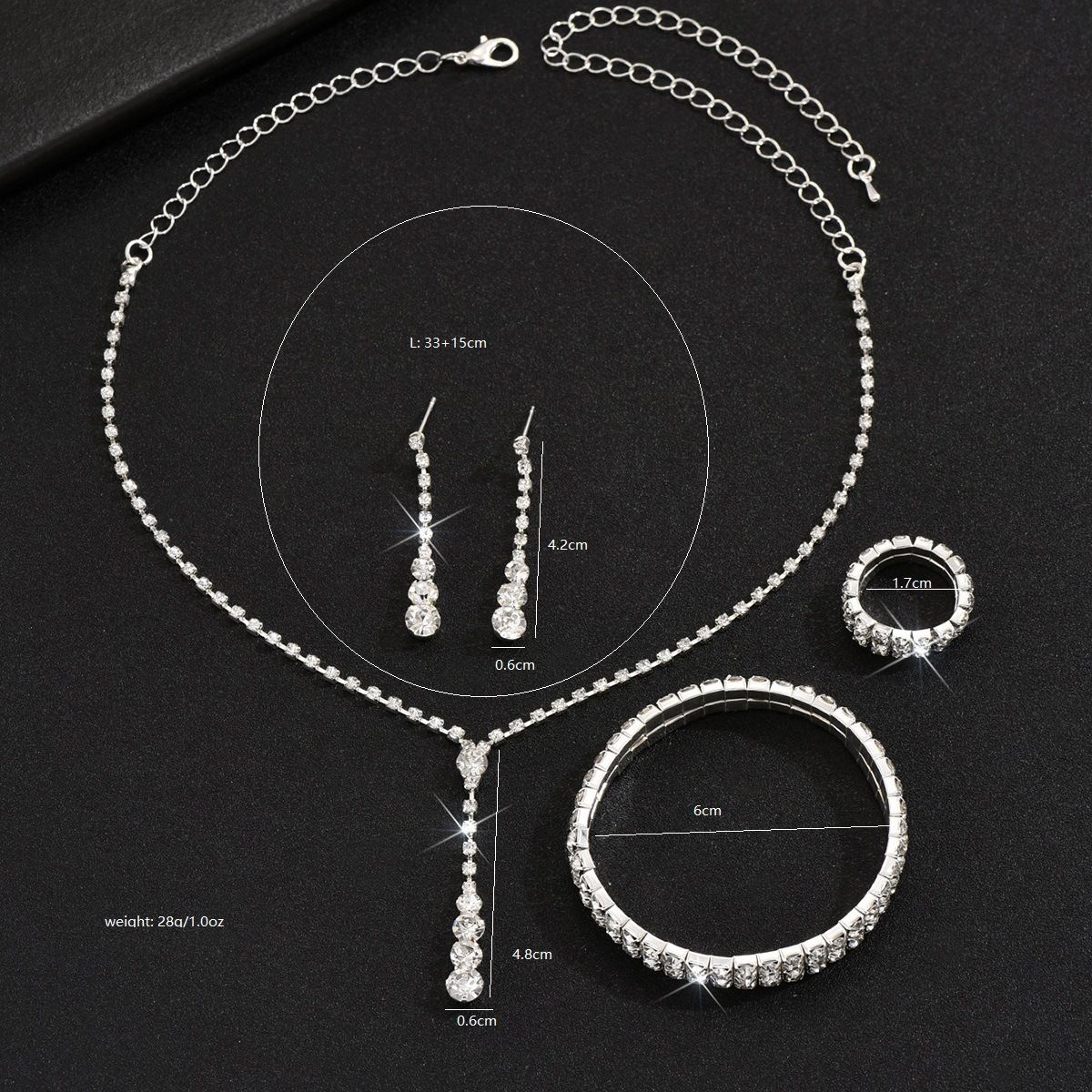 2024 New Bride Fashion Flower Inlaid Necklace Earrings Bracelet Three-Piece Set Direct_ipsvogv.com