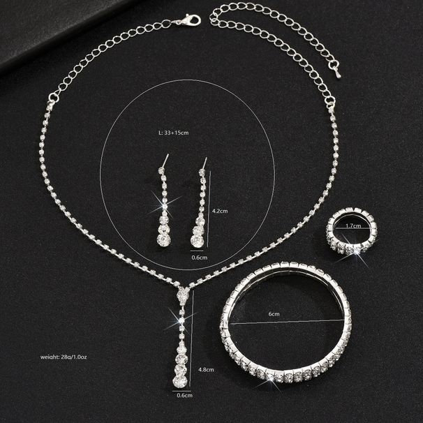 2024 New Bride Fashion Flower Inlaid Necklace Earrings Bracelet Three-Piece Set Direct_ipsvogv.com