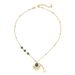 Malachite Inlaid Fan Necklace - High-End Stainless Steel Cube Pendant Jewelry For Women_ipsvogv.com