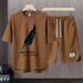 Men's Clothing 2024 Waffle Casual Summer Suit Men's Loose Teen Short sleeved T shirt Shorts Handsome Two piece Suit_ipsvogv.com