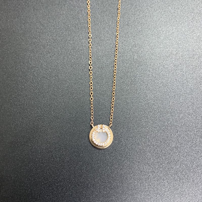 Home Circle Pendant Double T Women's Diamond Set White Beike Niche Clavicle Chain Design Fashionable Beimu Necklace_ipsvogv.com