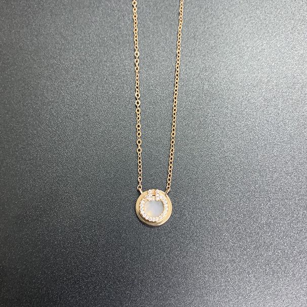 Home Circle Pendant Double T Women's Diamond Set White Beike Niche Clavicle Chain Design Fashionable Beimu Necklace_ipsvogv.com