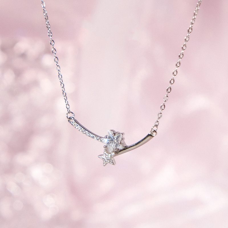 【 30 Day Hot Sale 3501 Pieces 】 JUSONG KLEIN Titanium Steel Smiling Meteor Necklace, Women's Light Luxury Niche Zircon_ipsvogv.com