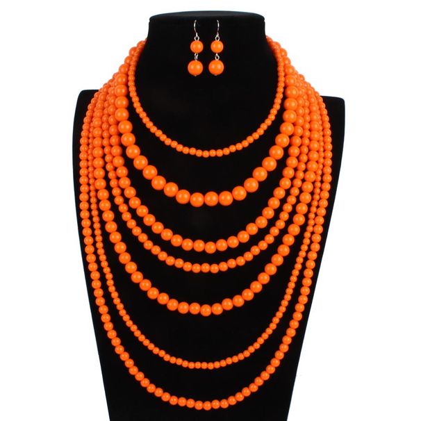 Jewelry Exaggerated Multi Layer Candy Colored Sweater Chain Necklace Bead Necklace_ipsvogv.com
