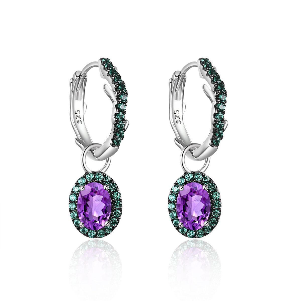 Thorn Buds Personalized Design Earrings S925 Sterling Silver Inlaid With Natural Colored Gemstones Amethyst Moonstone Earrings_ipsvogv.com