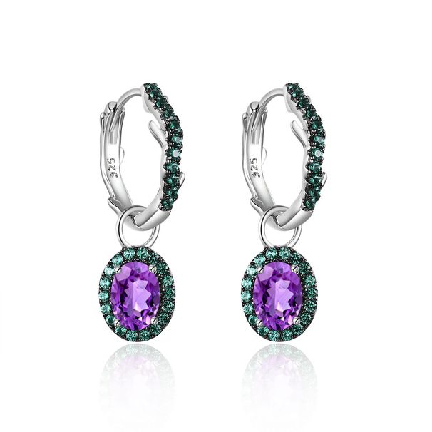 Thorn Buds Personalized Design Earrings S925 Sterling Silver Inlaid With Natural Colored Gemstones Amethyst Moonstone Earrings_ipsvogv.com