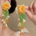 Women’s Jewelry Set Fashion Super New Gentle And Elegant Temperament Chiffon Flower Beaded Tassel Earrings Summer Niche Design Handmade Earrings_ipsvogv.com