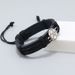 Handwoven Football Leather Bracelet - Black Sports Fan Wristband For Men_ipsvogv.com