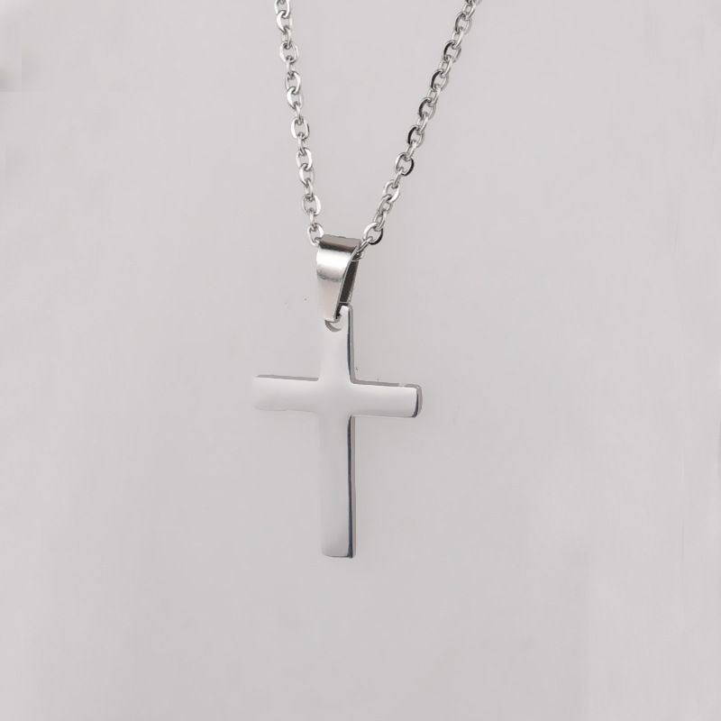 spot mirror polished cross necklace hip hop trend cross pendant necklace couple pendant accessories_ipsvogv.com