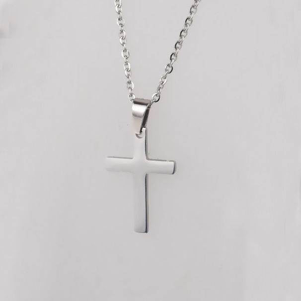 spot mirror polished cross necklace hip hop trend cross pendant necklace couple pendant accessories_ipsvogv.com