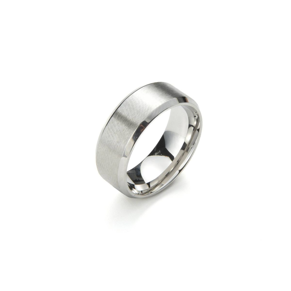 Men's Jewelry Brushed Matte Ring Titanium Steel Jewelry 8MM Simple Glossy Mirror Polished_ipsvogv.com