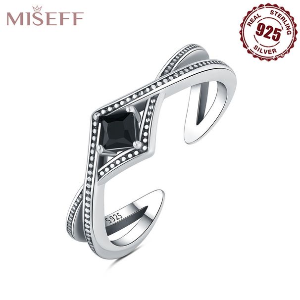 Straight S Sterling Silver Zircon Interlocking Open Ring, Personalized And Versatile, Adjustable Ring For Women_ipsvogv.com